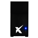X-6 R7 7700X + RTX 5060Ti 16GB XEN BLACK gaming desktop - black tower case, front view, white X logo