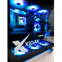 X-6 9800X3D + RTX 5090 ONAMI BLACK gaming desktop - glass side panel with blue RGB fans and cooling