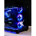 X-6 9800X3D + RTX 5090 ONAMI BLACK gaming desktop - black case with blue RGB and glass panel