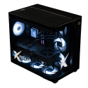 X-6 9800X3D + RTX 5090 ONAMI BLACK gaming desktop - black case with glass panel, white RGB interior