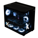 X-6 9800X3D + RTX 5090 ONAMI BLACK gaming desktop - black case with glass panel, white RGB interior