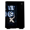 X-6 9800X3D + RTX 5090 ONAMI BLACK gaming desktop - side view with glass panel and white cable routing