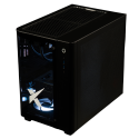 X-6 9800X3D + RTX 5090 ONAMI BLACK gaming desktop - black case, glass panel, blue interior lighting