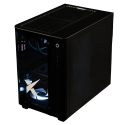 X-6 9800X3D + RTX 5090 ONAMI BLACK gaming desktop - black case, glass panel, blue interior lighting
