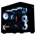 X-6 9800X3D + RTX 5090 ONAMI BLACK gaming desktop - black case, glass panel, white RGB fans lit