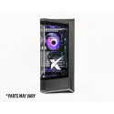 X-6 RTX 5070 + i7 14700F TENRAI BLACK gaming desktop - black case, glass panel, RGB interior view