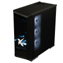 X-6 RTX 5070 + i7 14700F TENRAI BLACK gaming desktop - black case with white fans, blue LED accent