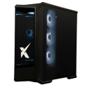 X-6 RTX 5070 + i7 14700F TENRAI BLACK gaming desktop - front angle with illuminated fans and X logo